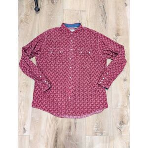 Roper Men’s 2XL Western Pearl Snap Shirt – Patriotic Long Sleeve Cowboy Rodeo